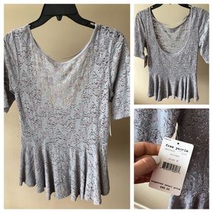 NWT Free People Lace Peplum Top